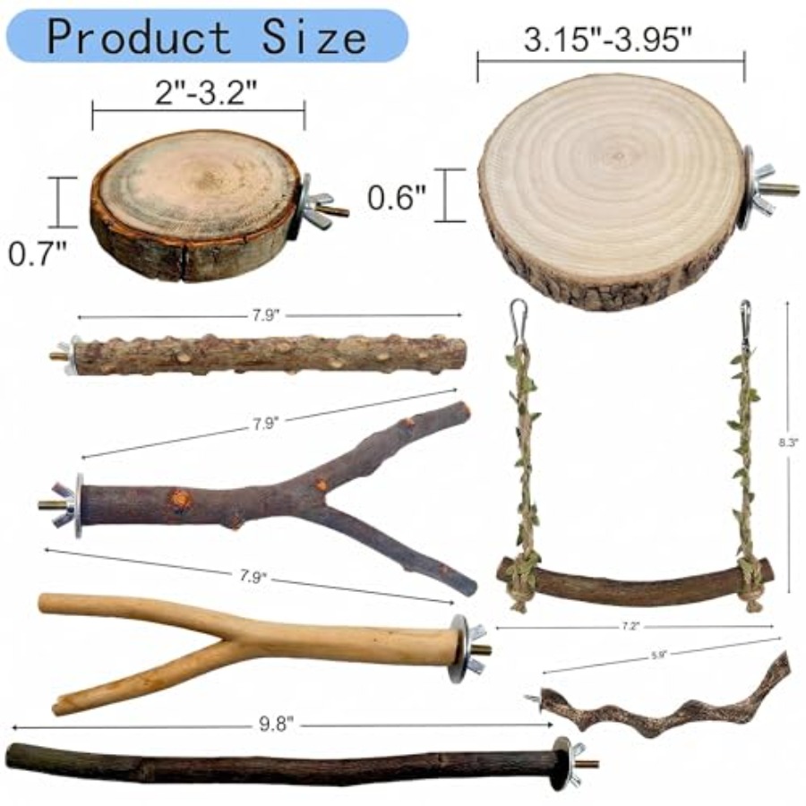 8PCS natural wood bird perches - Health & Wellness Therapy Center 评论和价格
